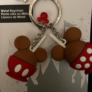 Disney Red and Silver Metal Keychain